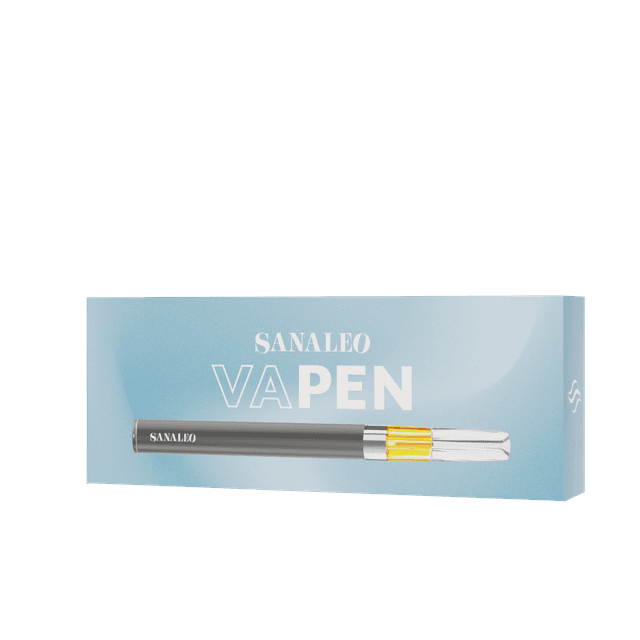 Sanaleo Vape Pen für CBD-Öle in moderner Verpackung, ideal für das verdampfen von CBD-Produkten und als Tabakersatz.