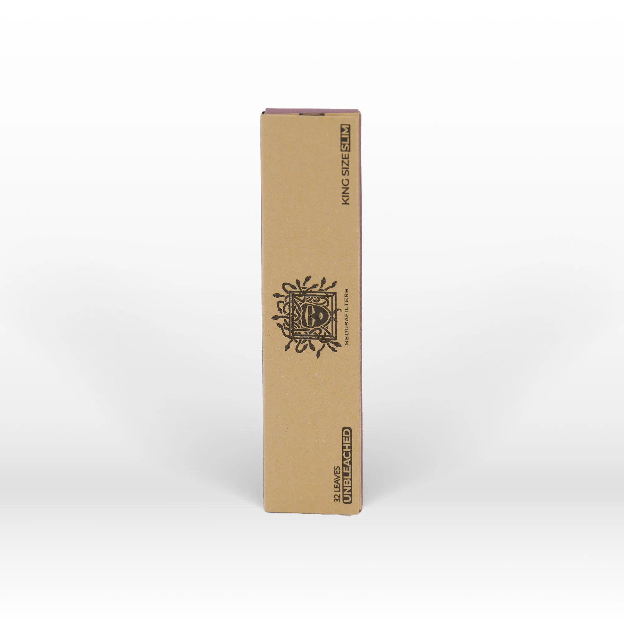 Braune Kartonpackung King Size Slim Unbleached, 32 Blätter, Medusa-Logo