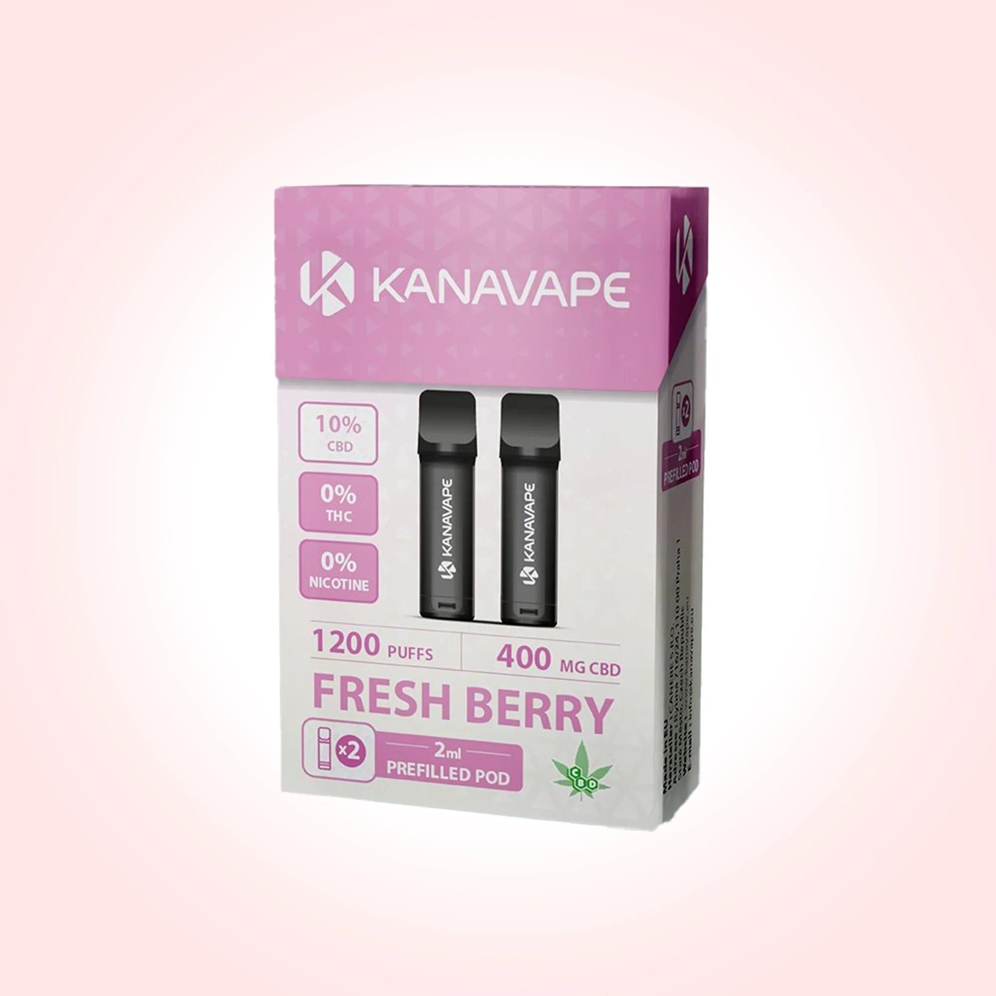 Kanavape Fresh Berry CBD-Pods Packung, 2x2 ml, 400 mg CBD, 1200 Puffs