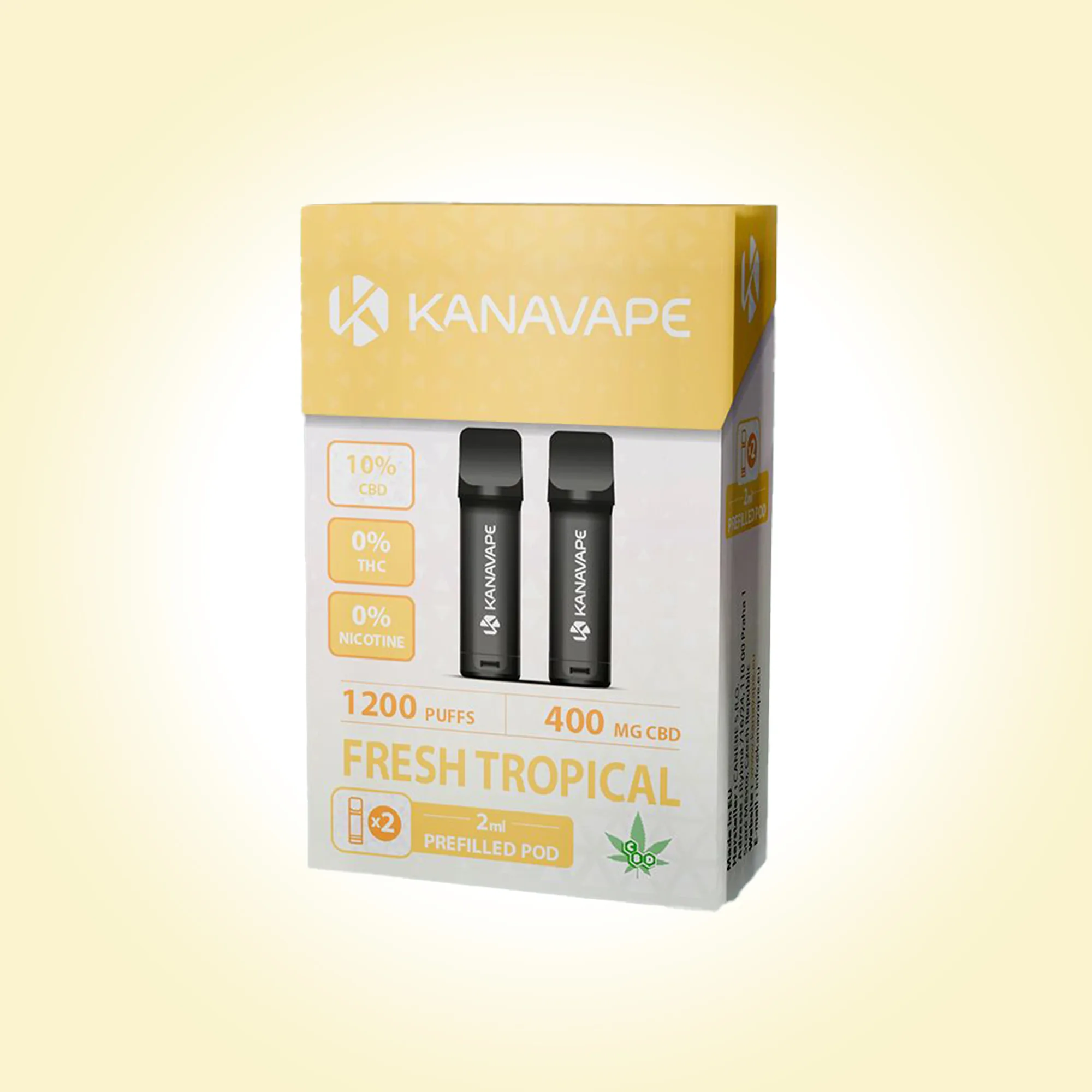 Kanavape Fresh Tropical Pack mit 2x 2 ml vorgefüllten Pods, 400 mg CBD, 1200 Puffs