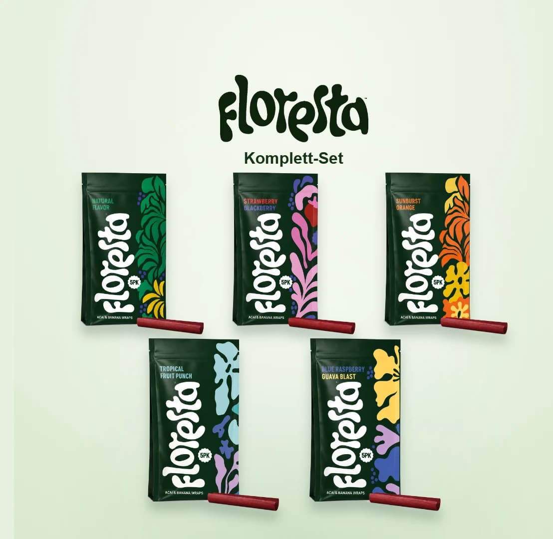 Floresta Komplett-Set mit allen fünf fruchtigen Blunt-Wrap-Sorten