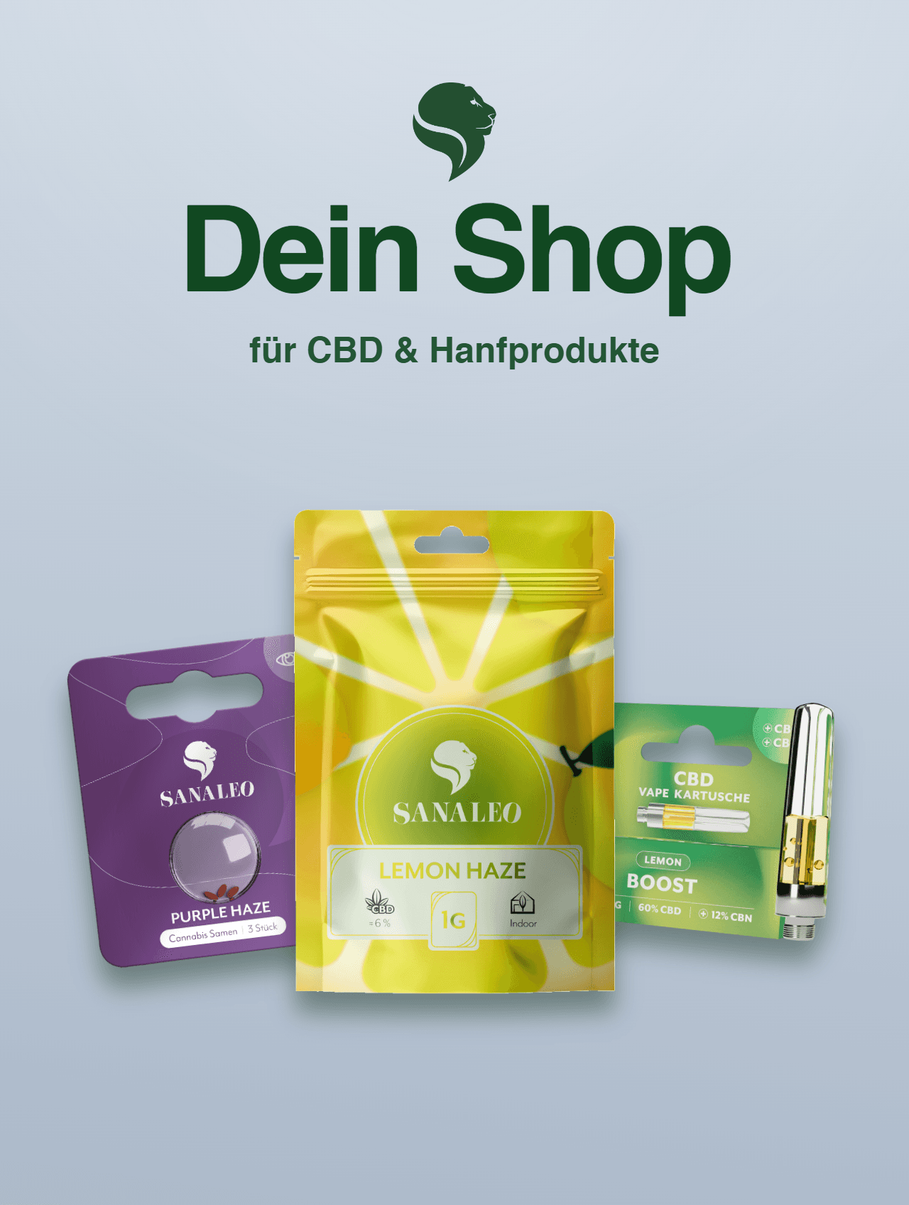 Auswahl an SANALEO CBD- und Hanfprodukten