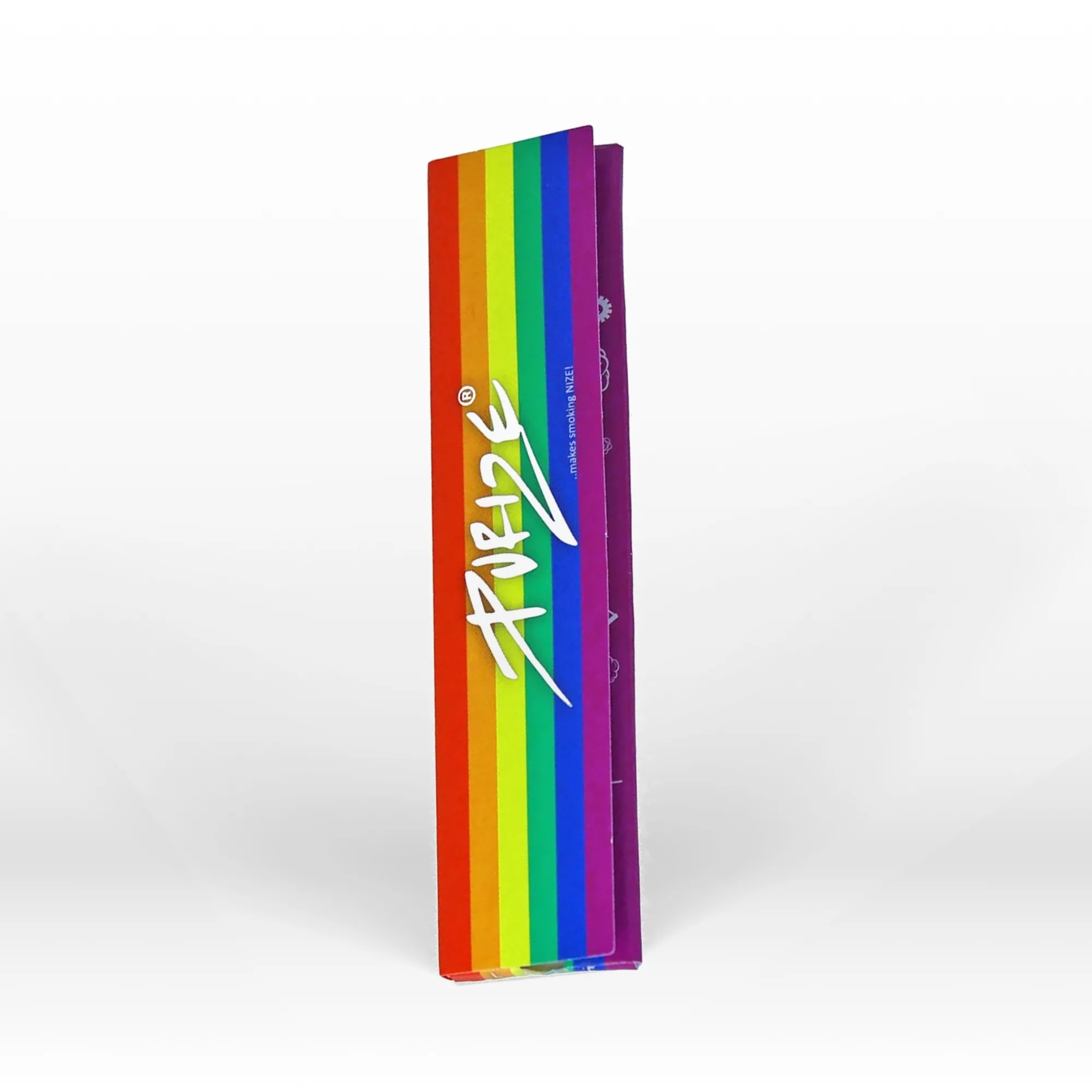 Längliche Regenbogen-Verpackung mit weißem Logo, schlanke Schachtel für Zubehör