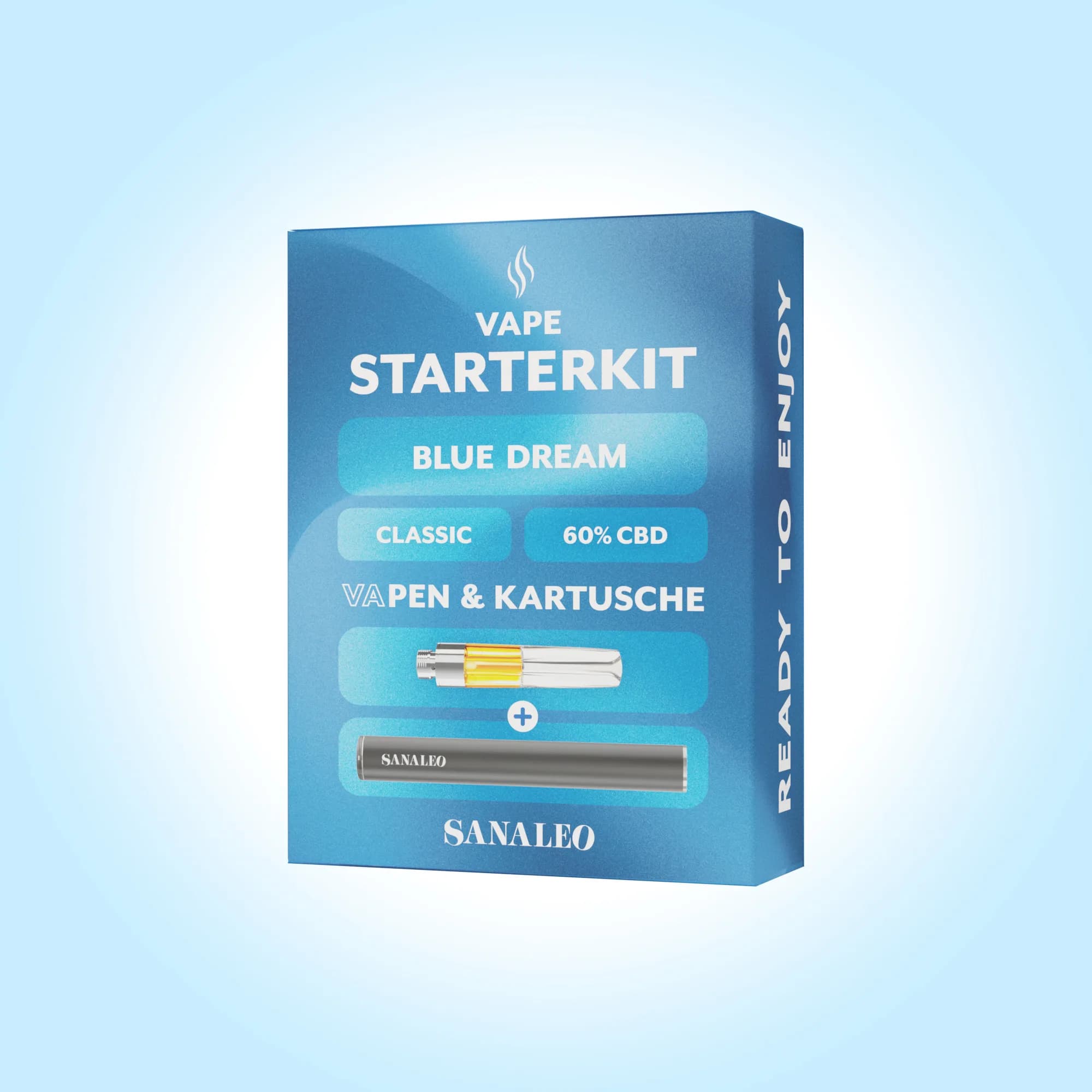 Blaues Vape-Starterkit 'Blue Dream' mit 60% CBD-Kartusche und Sanaleo-Pen