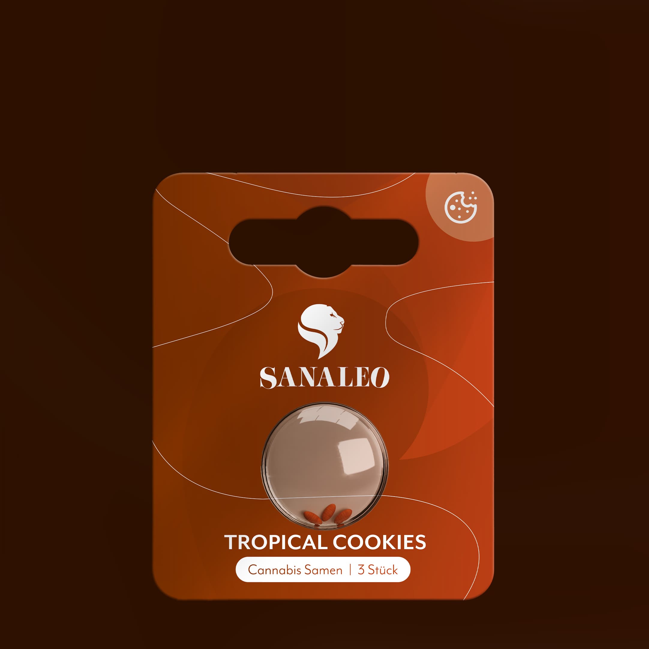 Sanaleo Tropical Cookies Verpackung mit Sichtfenster, Cannabis-Samen, 3 Stück