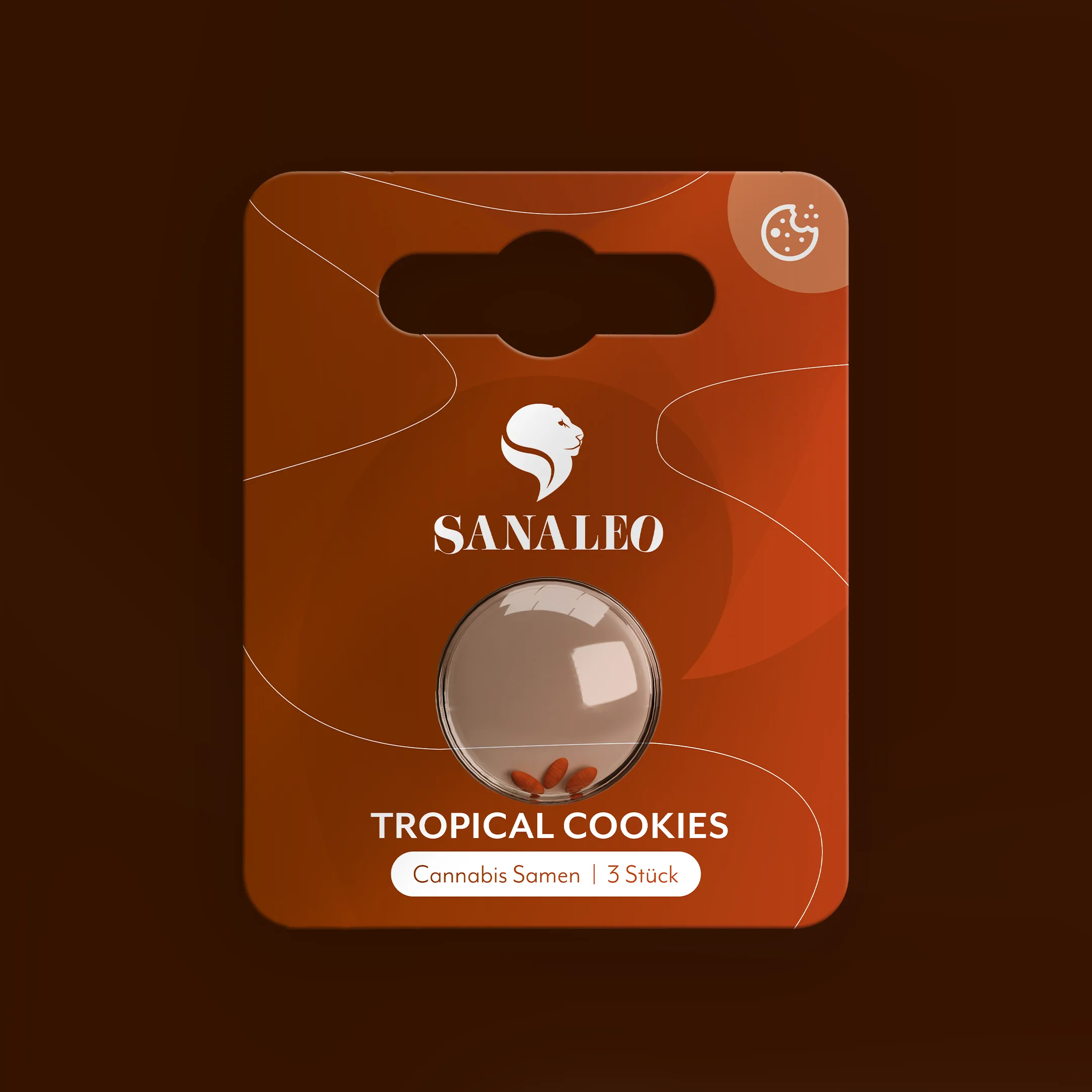 Sanaleo Tropical Cookies Verpackung mit Sichtfenster, Cannabis-Samen, 3 Stück