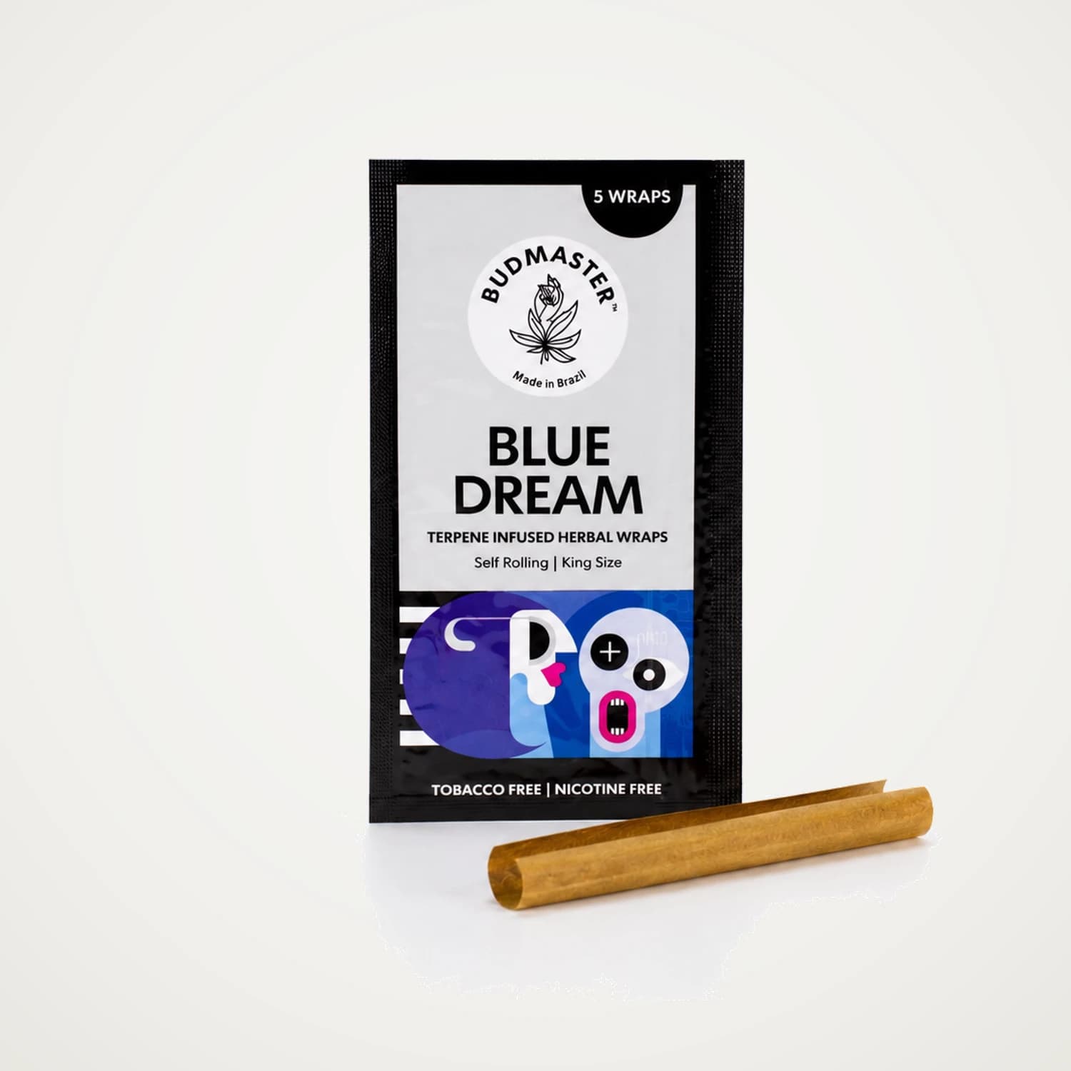 Budmaster Blunt Wraps Sorte Blue Dream, tabakfrei, Verpackung mit Wrap
