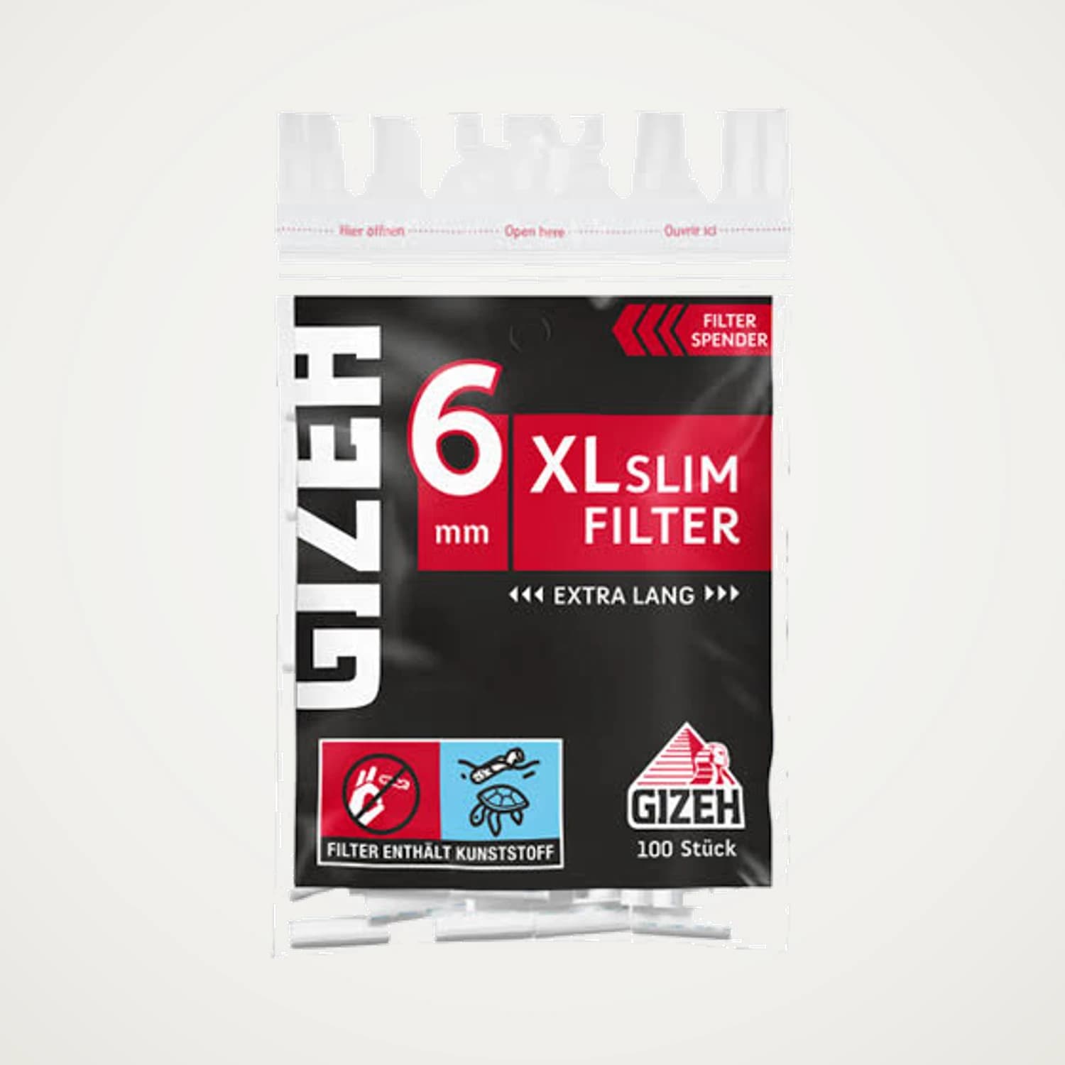 Gizeh Black XL Slim Filter 6 mm Eindrehfilter im schwarzen Beutel, 100 Stück