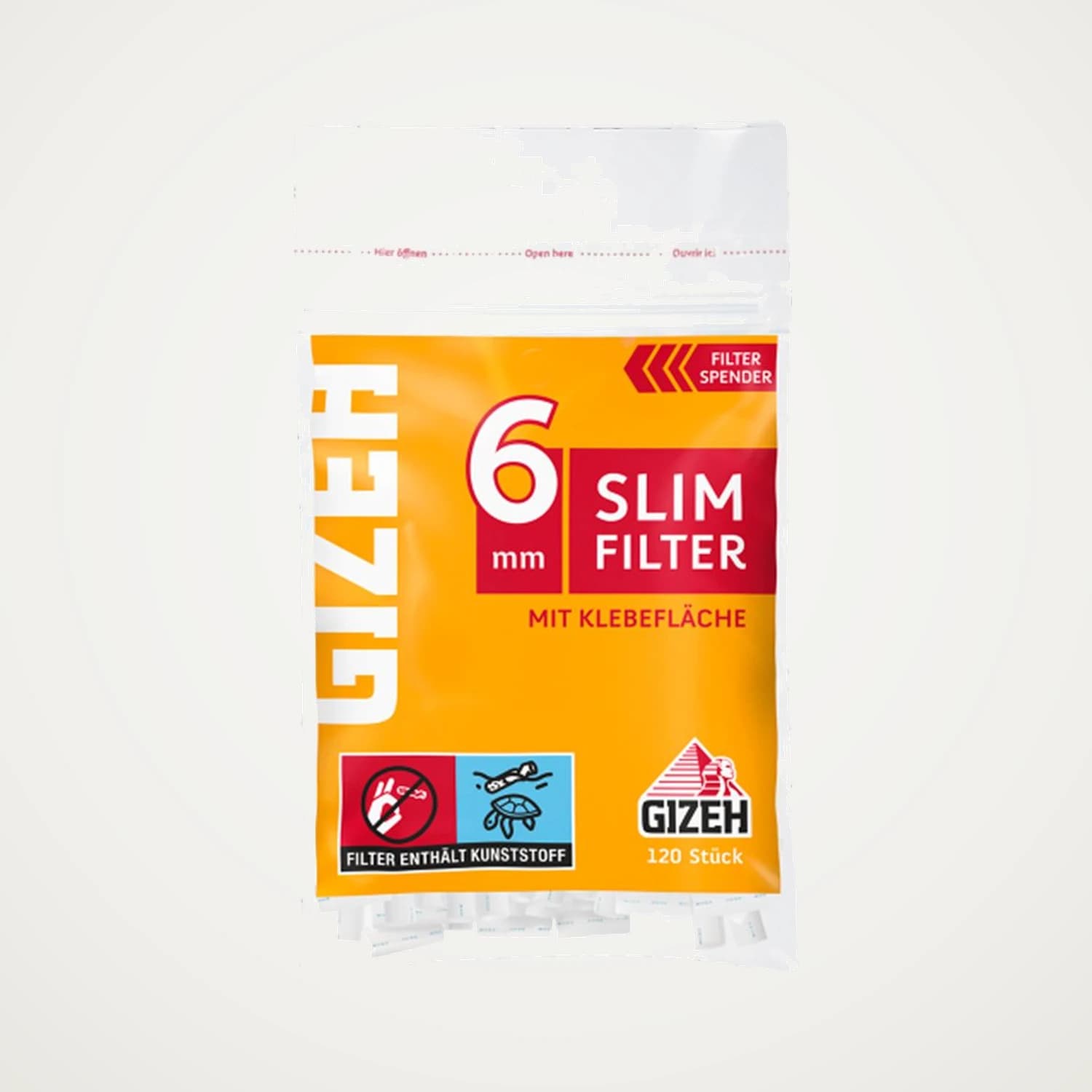 Gizeh Slim Filter 6 mm Eindrehfilter im weißen Beutel, 120 Stück